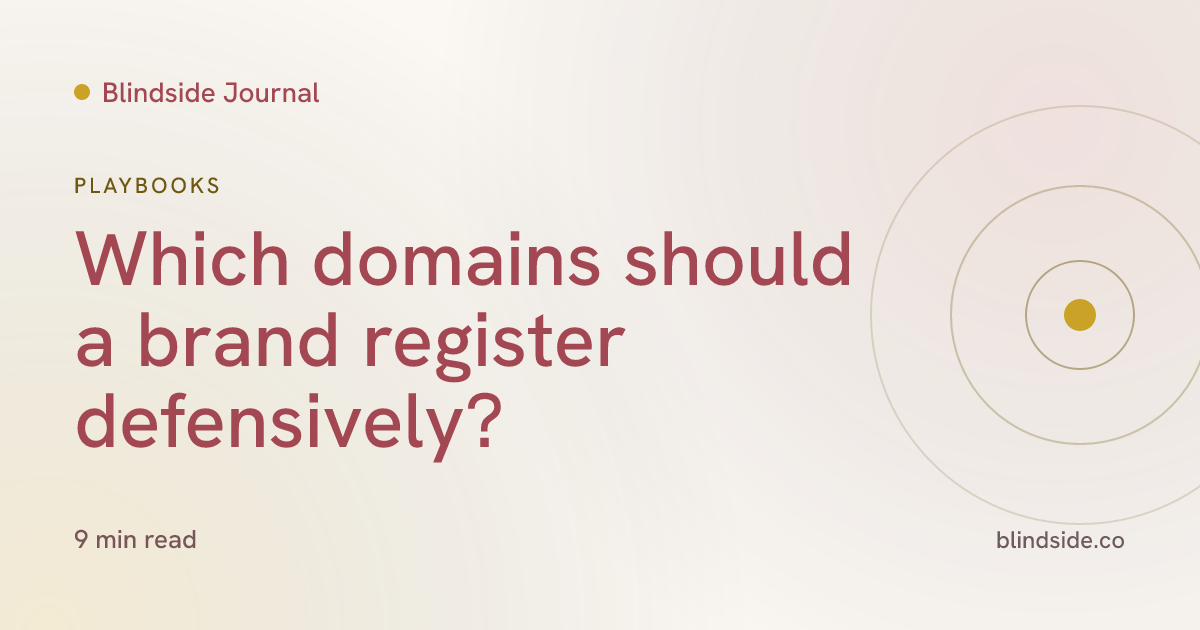 Which domains should a brand register defensively?